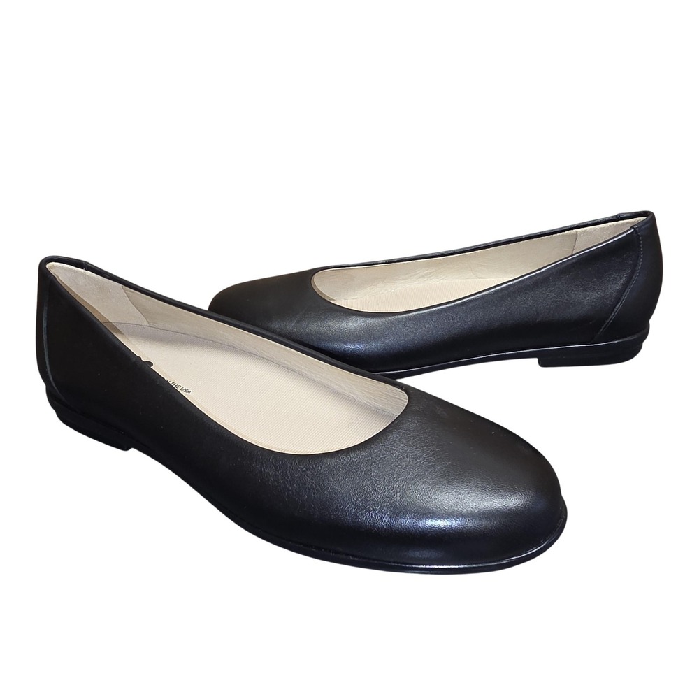 SAS Ballet Flats Shoes Women 8.5 Black Leather Comfort Work Office Classic